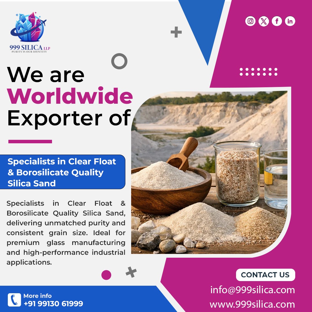 999silicallp's tweet image. 🌍 Specialists in Clear Float &amp;amp; Borosilicate Quality Silica Sand
🌐 999silica.com
✉️ info@999silica.com
📱 +91 99130 61999
#999SilicaLLP #SilicaSand #ClearFloatGlass #BorosilicateGlass #GlassIndustry #IndustrialMinerals #GlobalExporter #ExportBusiness