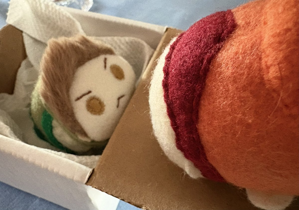 BeanResidents's tweet photo. #PiersNivans was adopted! I took this picture on Saturday as he was being packed up for his trip over seas. He’s off to his new home! 
The little #AshleyGraham is hoping to find her own home. She won’t be lonely, though! A Steve bean is up for adoption with her! #residentevil https://t.co/JINt280cFF