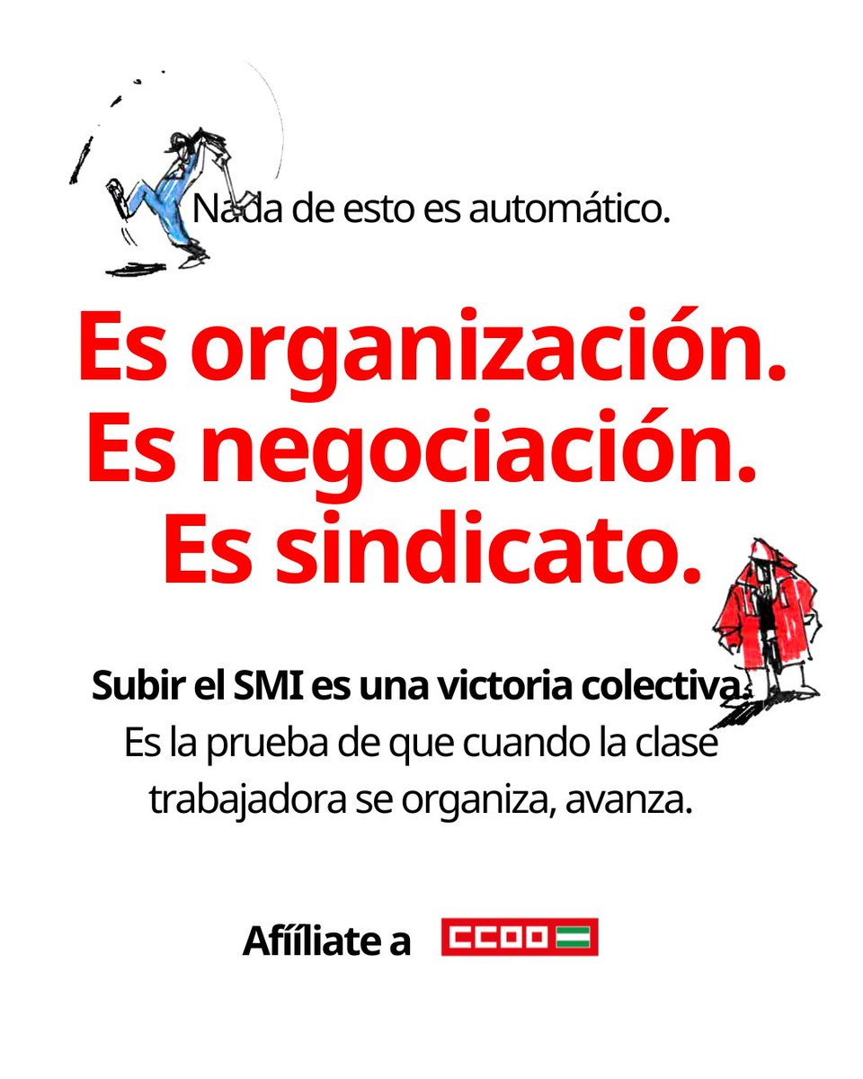 ✍️SMI | El SMI tiene una mayor incidencia sobre los colectivos con peores condiciones laborales: ⬇️
mujeres, jóvenes, personas con nacionalidad extranjera, las personas temporales, las que trabajan en agricultura, hostelería o comercio...
La clase trabajadora organizada, avanza💪