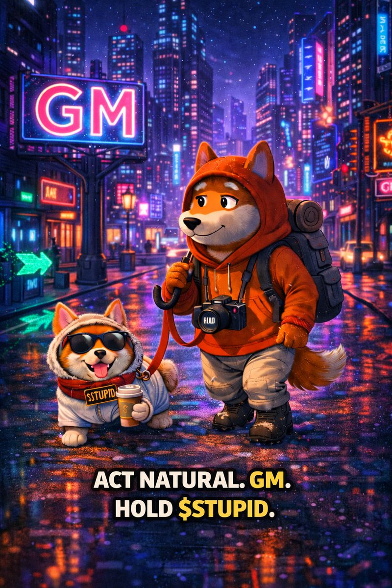 GM Stupid family 🧡🌃☔️

Neon city, rainy streets, coffee still hot - and we’re just walking like nothing’s happening.
Act natural. GM. HOLD $STUPID. 😎🐕

#GM #STUPID #Crypto #Memecoin #Solana #Community #HODL #DiamondHands #VibesOnly