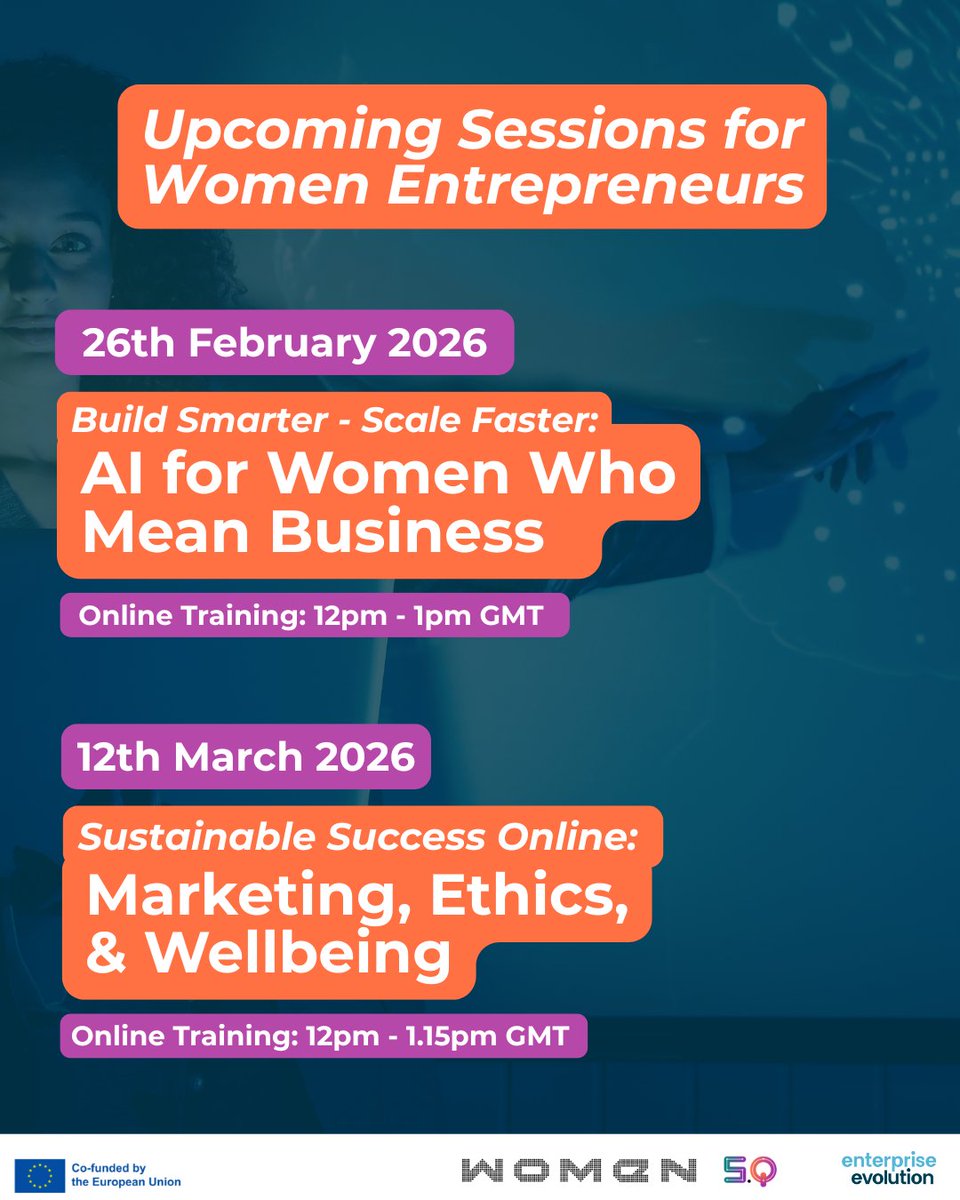 TheWomensOrg's tweet image. New sessions held by #EnterpriseEvolution. 👇

Build your skills, protect your time, and grow with confidence. #WomenInBusiness #AITraining #OnlineCourses #EUFunded #BusinessSKills

eventbrite.com/o/women-50-120…