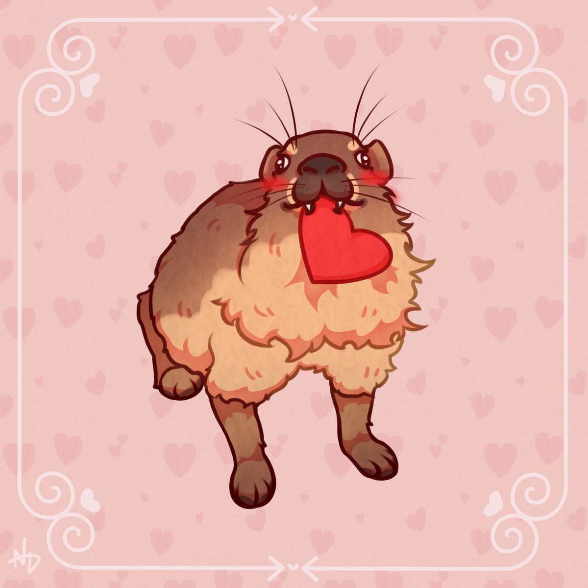 Nami_Delos's tweet image. Happy Valentine's Day (albeit with the past) 
#ValentinesDay2026 #digitalart #awawa #hyrax #Valentine