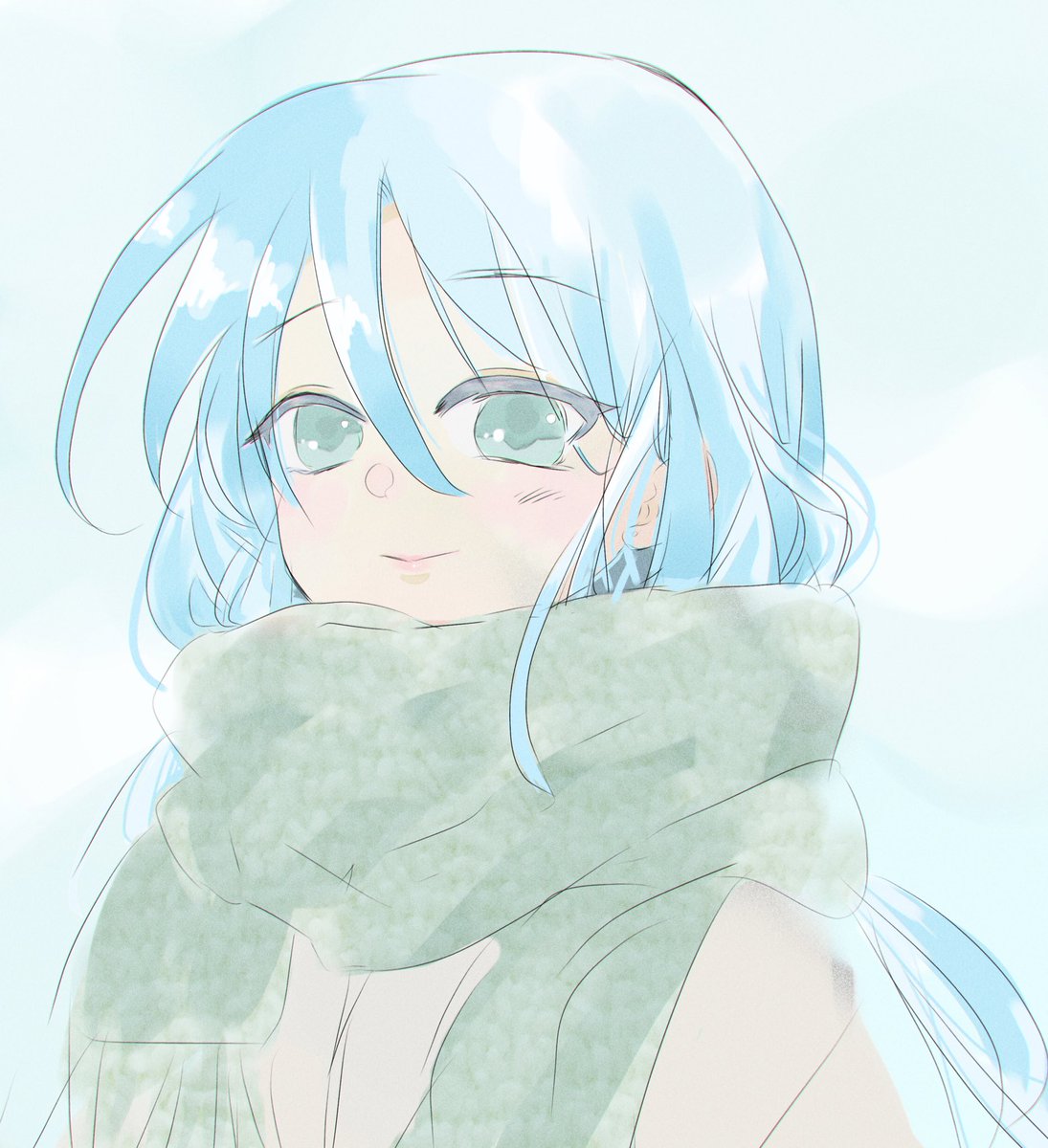 脳内彼女。マフラー🧣した時に髪の毛ポワンなるの可愛い。（何がはじまった？）