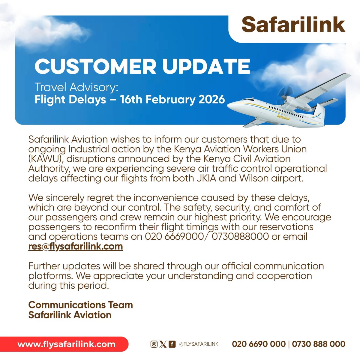 Safarilink Aviation Limited tweet media