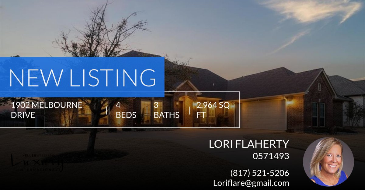 loriflaherty3's tweet photo. 🚨 New Listing 🚨 Come Take a look at my great new listing that just hit the market! Reach out here or at (817) 521-5206 for more information!!

Lori Flaherty
Real Estate Professional
Keller Williams
817-521-5206 https://t.co/jNdmtesq4l https://t.co/N8zNX6tU4C
