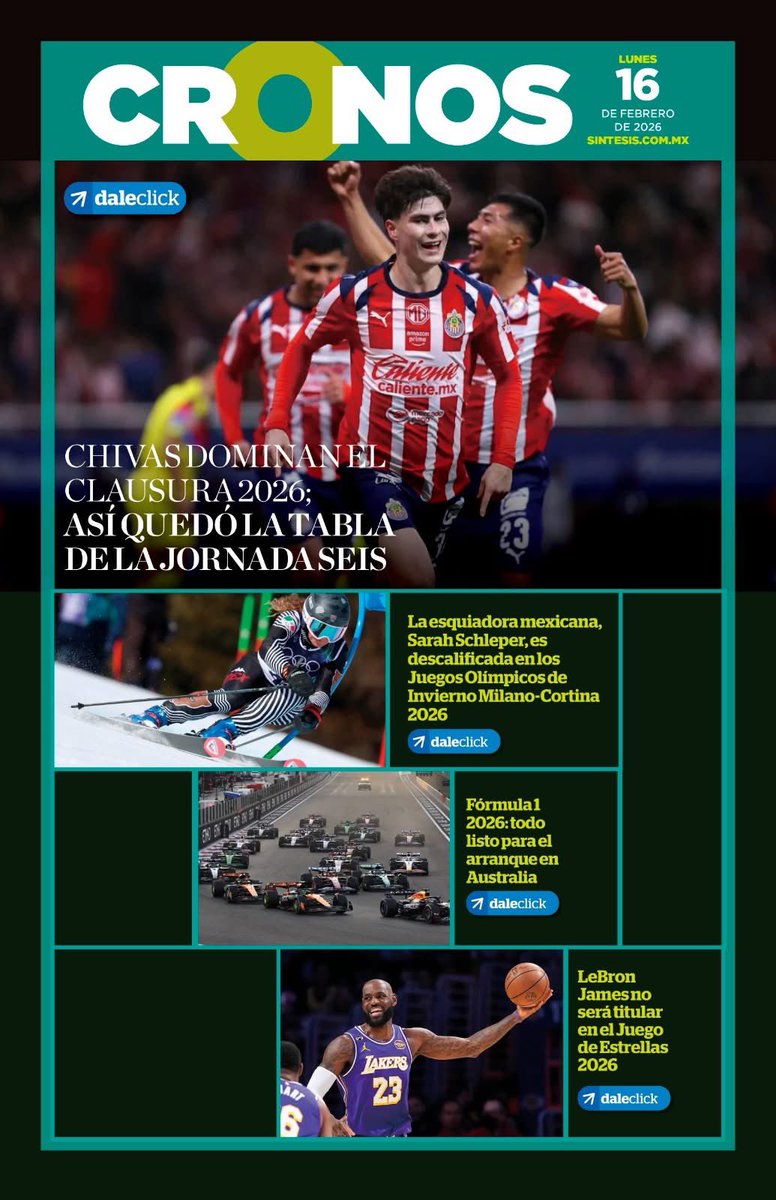 📰Hoy en las portadas:

🔎Sheinbaum y Cuéllar supervisan planta de tratamiento

🚨Intento de enjuiciamiento político en Uruapan

🌎Eliminan fundaciones chavistas en Venezuela

⚽Chivas domina el Clausura 2026

😯Mensaje de Harper Beckham

sintesisdigital.com.mx:8383/flipsint/16022…