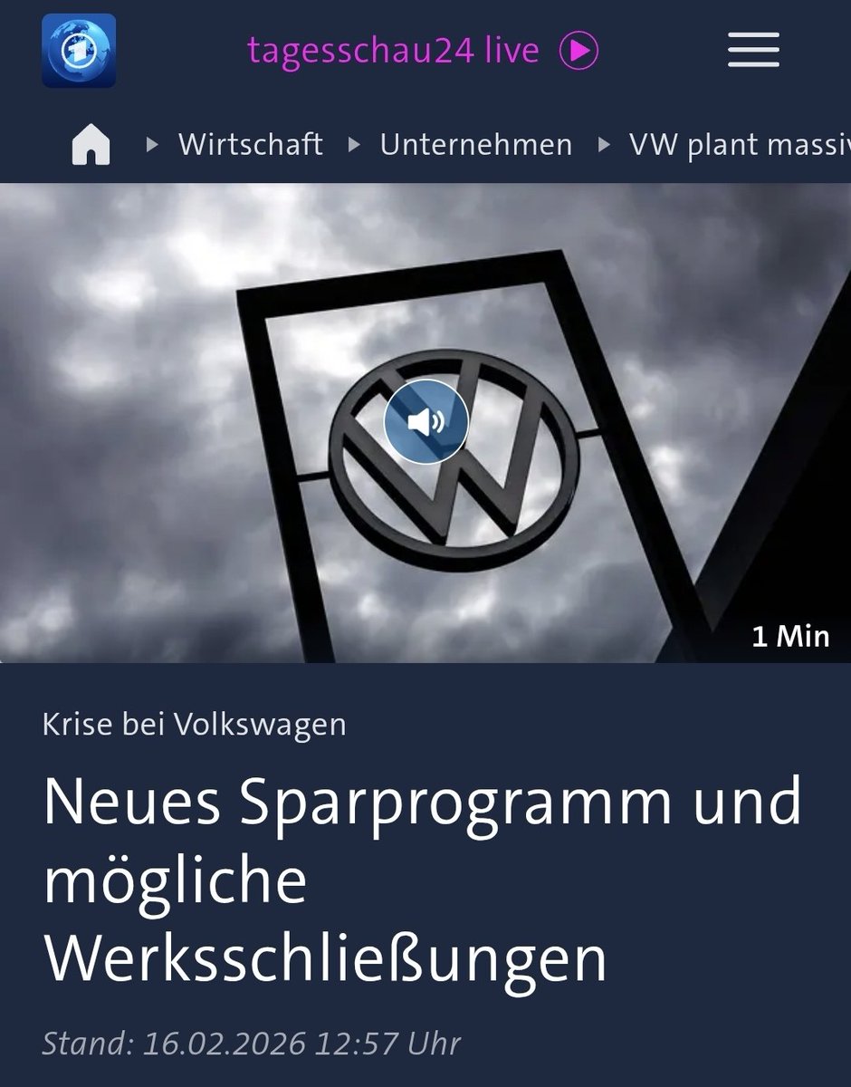 Was geht eigentlich bei #VW ab?

Erst tauchen auf wundersame Weise 6 Milliarden € in der Bilanz auf, um möglicherweise die Manager-Boni zu heben... und dann plötzlich Meldungen über mögliche Werksschließungen

Also als Angestellter würde ich mich echt verar...t vorkommen 🤷🏼‍♂️