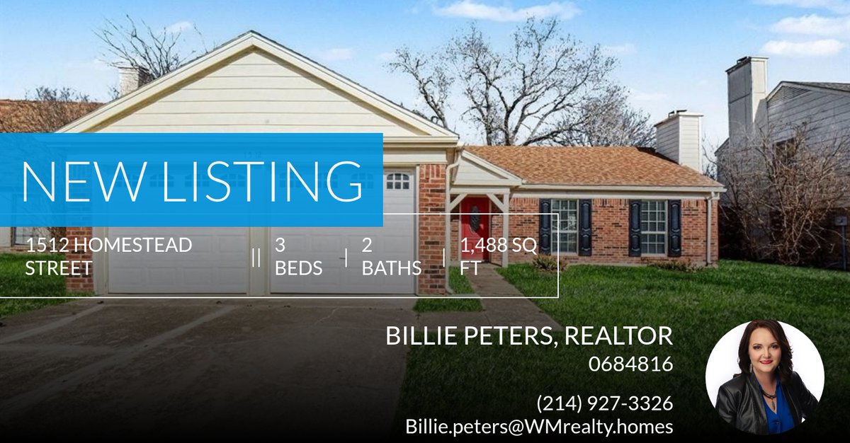 Billiemv's tweet photo. 📍 New Listing 📍 Take a look at this fantastic new property that just hit the market located at 1512 Homestead Street in Flower Mound. Reach out here or at (214) 927-3326 for more information

Billie Peters https://t.co/CV6xxhha7J https://t.co/WPHn8lqtv3