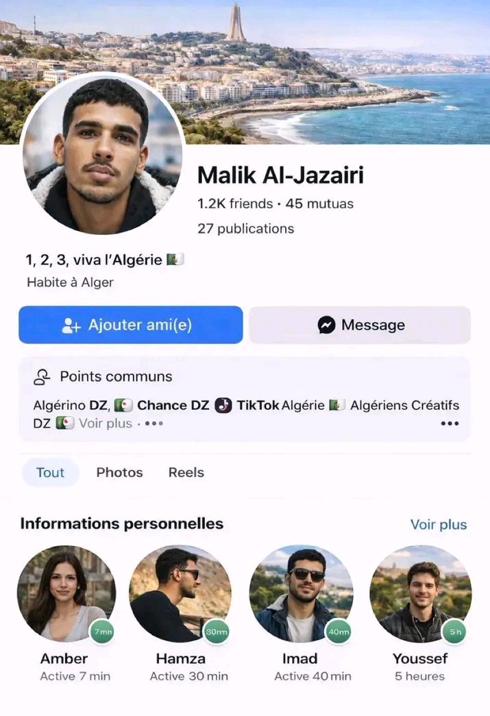 <a href="/algatedz/">بوابة الجزائر - Algeria Gate</a> Changez de personnage...celui ci a oublié de faire disparaitre son compte Facebook...