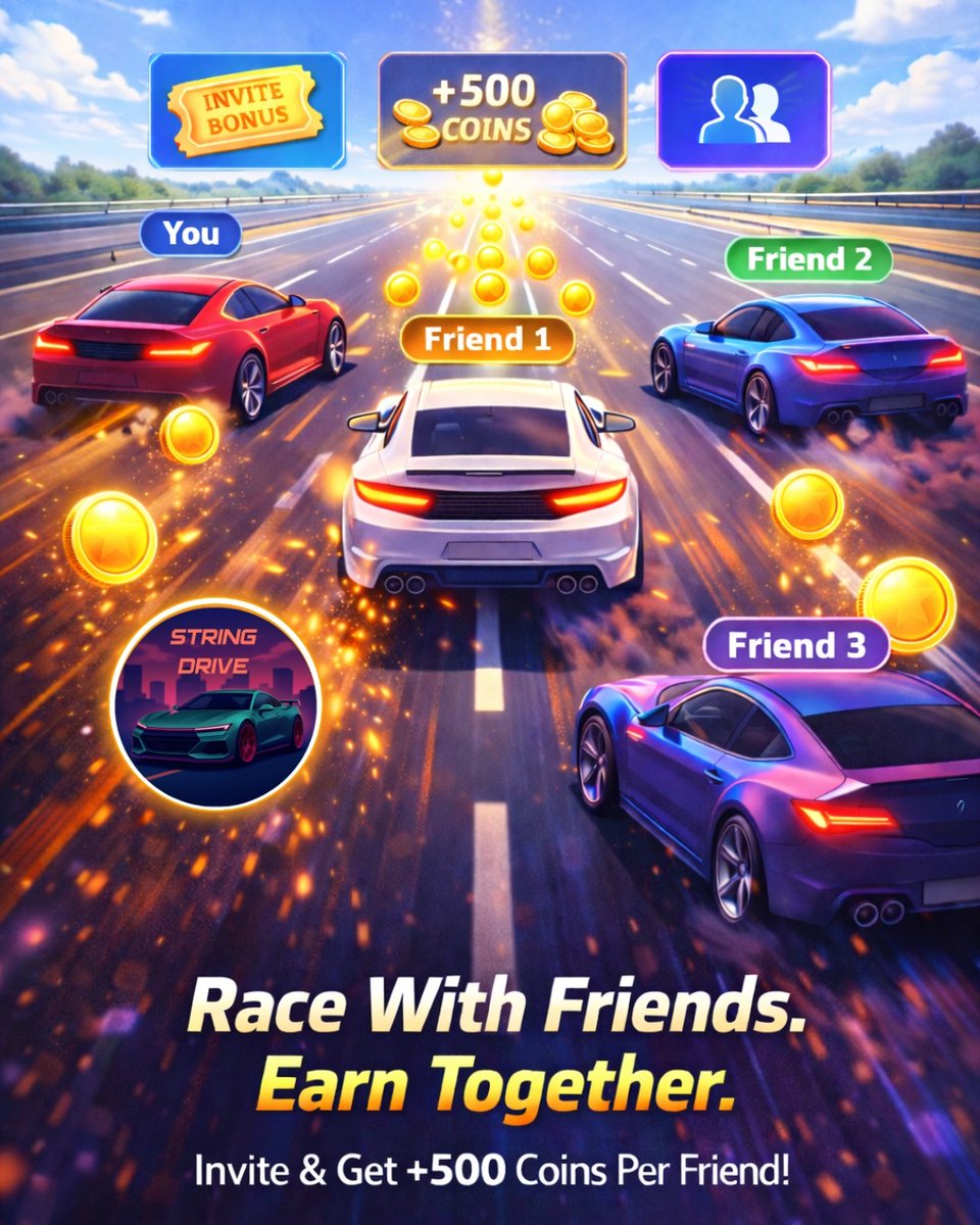 StringDrivee's tweet photo. Race with friends ๐๏ธ๐ค
Earn together ๐ฐ๐ฅ
Invite & get +500 coins per friend! ๐ชโจ
More friends. More speed. More rewards! ๐โก
Play now ๐ https://t.co/WPbU3ZOFsQ
#StringDrive #ReferAndEarn #DriveAndEarn #PlayToEarn #IdleRewards #FreeToPlay #CryptoGaming #Solana https://t.co/QZGRtBfjZZ
