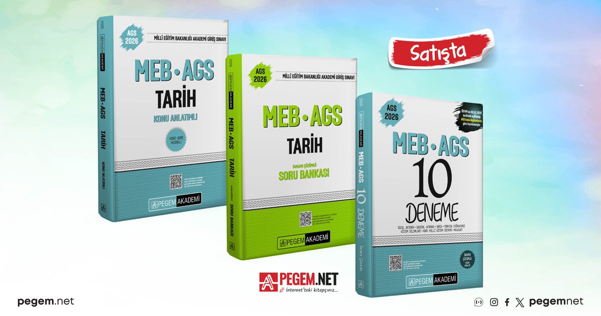 2026 MEB-AGS Tarih Konu Anlatımlı, 2026 MEB-AGS Tarih Tamamı Çözümlü Soru Bankası ve 2026 MEB-AGS Tamamı Çözümlü 10 Deneme kitaplarımız satışta!

İncelemek için 👉🏻 pegem.net

#pegemnet #ags #mebags #ags2026 #mebags2026