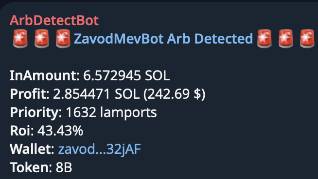 Nik7517's tweet photo. Solana MEV bot execution (on-chain).

Fully automated.
No subscription — only performance fee.
Recent arbitrage trades:

+2.85 SOL • ROI 43%
+2.36 SOL • ROI 28%

Atomic multi-DEX routing.
Priority-fee optimized.
Tx scan in thread 👇

#Solana #MEV #DeFi https://t.co/r5HatTyBRS
