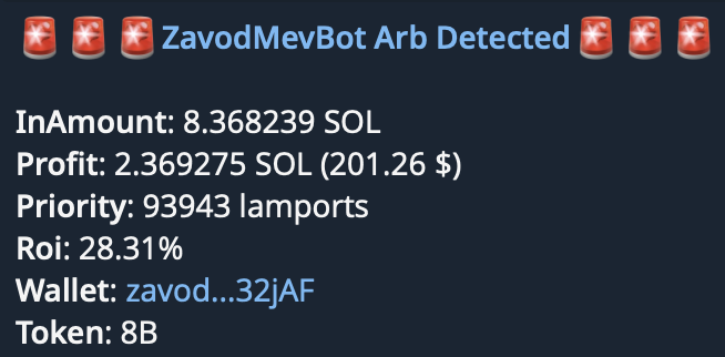 Nik7517's tweet photo. Solana MEV bot execution (on-chain).

Fully automated.
No subscription — only performance fee.
Recent arbitrage trades:

+2.85 SOL • ROI 43%
+2.36 SOL • ROI 28%

Atomic multi-DEX routing.
Priority-fee optimized.
Tx scan in thread 👇

#Solana #MEV #DeFi https://t.co/r5HatTyBRS