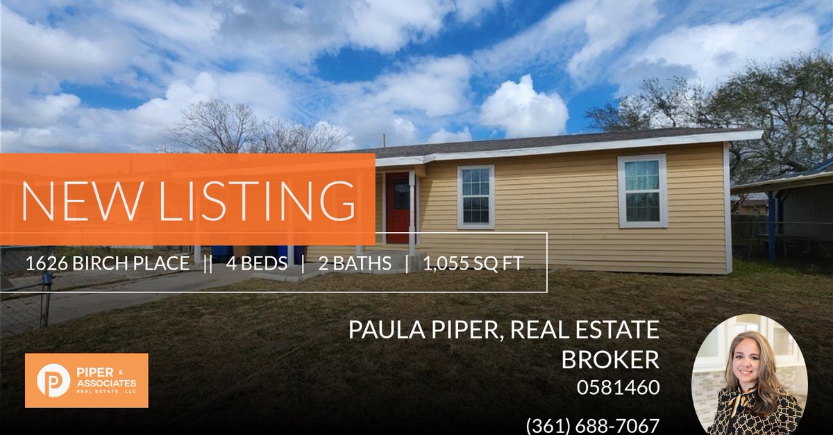 PiperNAssoc's tweet photo. 📍 New Listing Alert📍 Take a look at this fantastic new property that just hit the market located at 1626 Birch Place in Corpus Christi. Reach out  at (361) 688-7067 or https://t.co/oYhGifgWOm

Paula Piper, Real Estate Broker https://t.co/R0EcOUum7T https://t.co/7MI7ilgmBZ