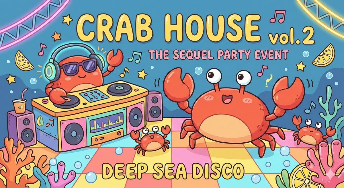 圧倒的ゆるゆるパーティイベント
CRAB HOUSE vol.2 2026/4/11 開催決定！！！

今回も愉快な邦楽限定1on1⚔️
パーティにはもちろんshowcaseとDJs🪩
そして、激ウマハイコスパfoodまで確定しております🍙

順次情報公開ですがとりあえず日程空けてくださいッ！お願いしますッ！

instagram.com/crab_house__?i…