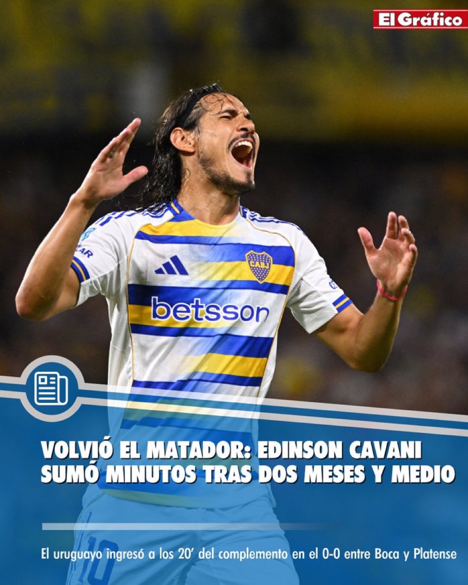 Es capitán d este grupo, qiere estar.
No hace el calentamiento hasta el e/tiempo (ya q enfriarse y volver a calentar p/ entrar no es conveniente) y participó d lo único positivo d Boca en el partido junto a los juveniles. El problema d Boca es otro, no Cavani.. Foto <a href="/elgraficoweb/">El Gráfico</a>