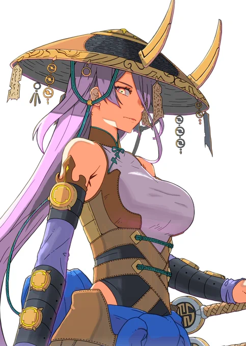 再掲OCGファンアートシリーズ 妖眼の相剣師さんは全体的に三角形のシルエットになるデザインちょー好きです、素敵、素敵 あと何とは言いませんが大きいですよね、はい #OCGファンアート