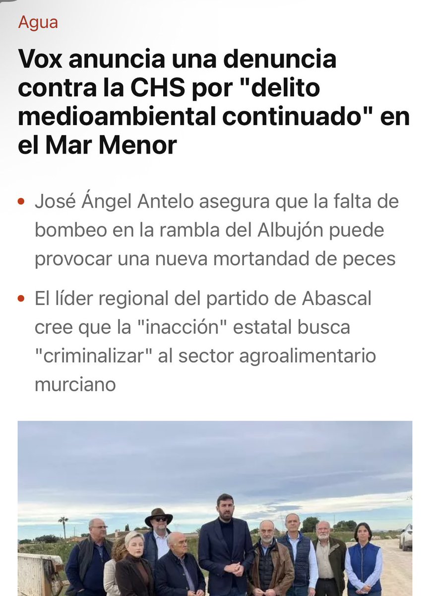 El PSOE sigue sin arreglar el bombeo de la rambla del Albujón permitiendo que entren 320 litros por segundo al Mar Menor de agua contaminada.

Hoy presentamos denuncia por delito medioambiental continuado.

laopiniondemurcia.es/comunidad/2026…