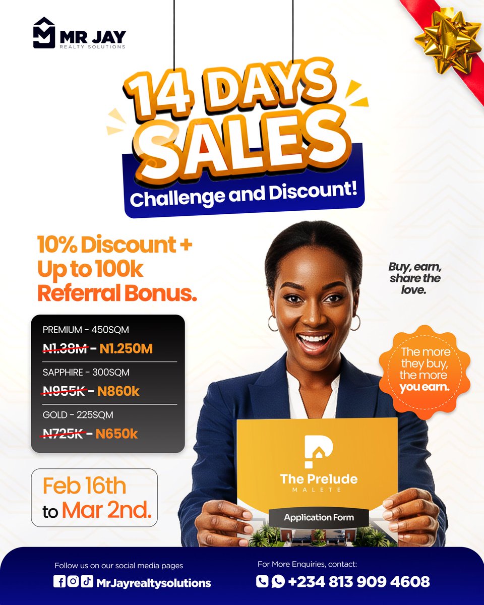 Earn Big, Buy Cheaper with Mr Jay Realty Solutions.
Be the reason someone is a Land Owner and fill your pocket as well.