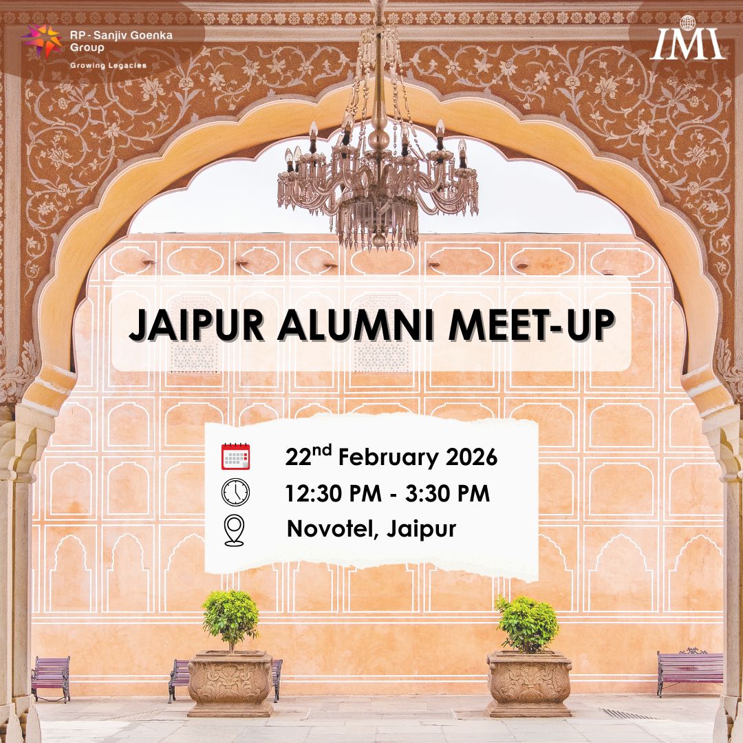 IMIAchievers's tweet photo. Marking a new beginning, the first-ever Jaipur Alumni Meet-Up 2026 is here!

Date: 22nd February 2026 (Sunday)
Time: 12:30 PM to 03:30 PM
Venue: Novotel, Jaipur

We look forward to welcoming our Jaipur alumni for an engaging and memorable gathering. https://t.co/ScAu5zKhCv