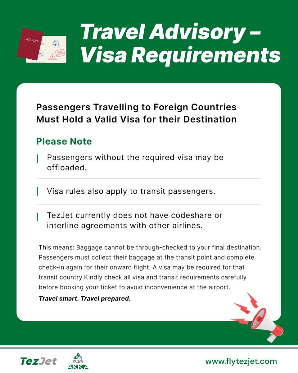 FlyTezJet's tweet image. 🇬🇧 Travel Advisory – Visa Requirements

flytezjet.com

#TezJet
#VisaRequirements
#TravelAdvisory
#FlySmart
#FlyTezJet