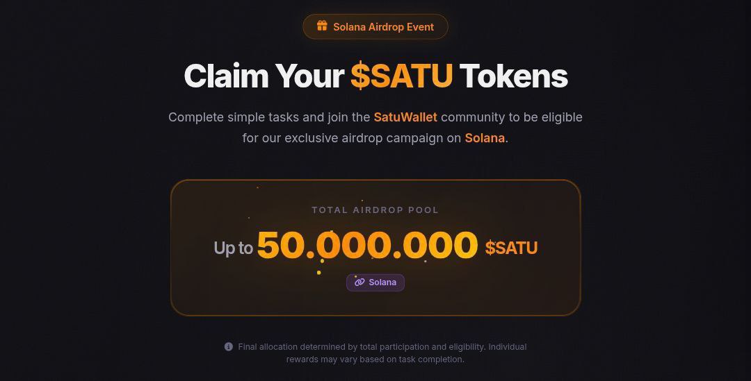 ⭐️New Airdrops : Satu Wallet App

🎁 Reward : Up to 50,000,000 $SATu

➡️ install satu wallet app : 

📱Playstore : play.google.com/store/apps/det…

📱AppStore : testflight.apple.com/join/Y4X81bfb

✔️ Create new wallet

➡️ Complete Here:
satuwallet.com/airdrop

*End 31 March 2026