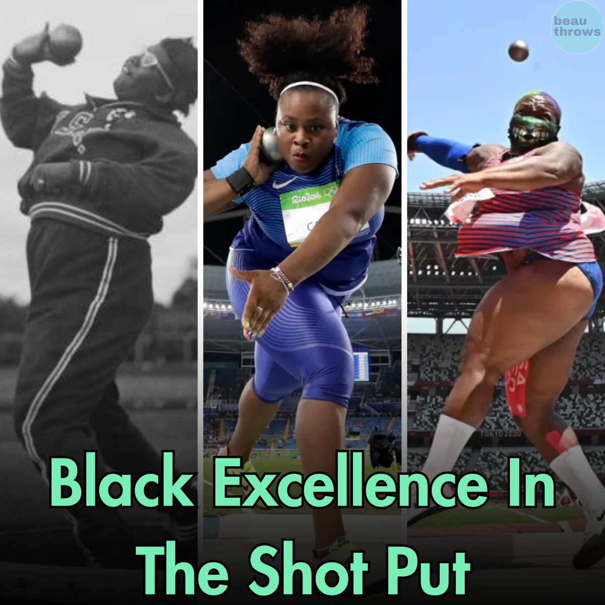For Black History Month, let's honor America’s three Olympic medalists in women’s shot put.🇺🇸

Earlene Brown 🥉 (1960)
Michelle Carter 🥇(2016)
Raven Saunders 🥈(2020)