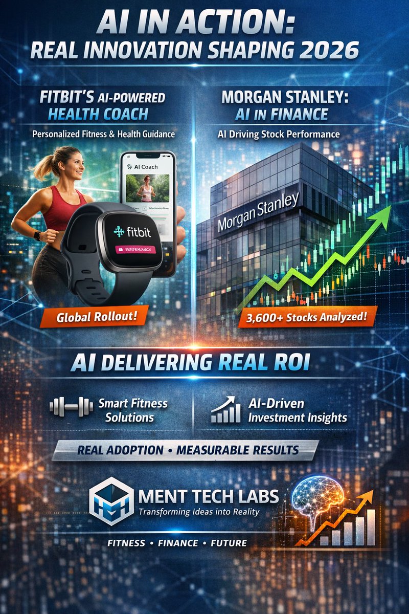 Aj002000Jain's tweet photo. AI is delivering real ROI. 🚀

From AI fitness coaches to AI analyzing 3,600+ stocks,  adoption is real, impact is measurable.

We build AI that drives results.

#AI #FinTech #HealthTech #Innovation https://t.co/9cVU916Fcy