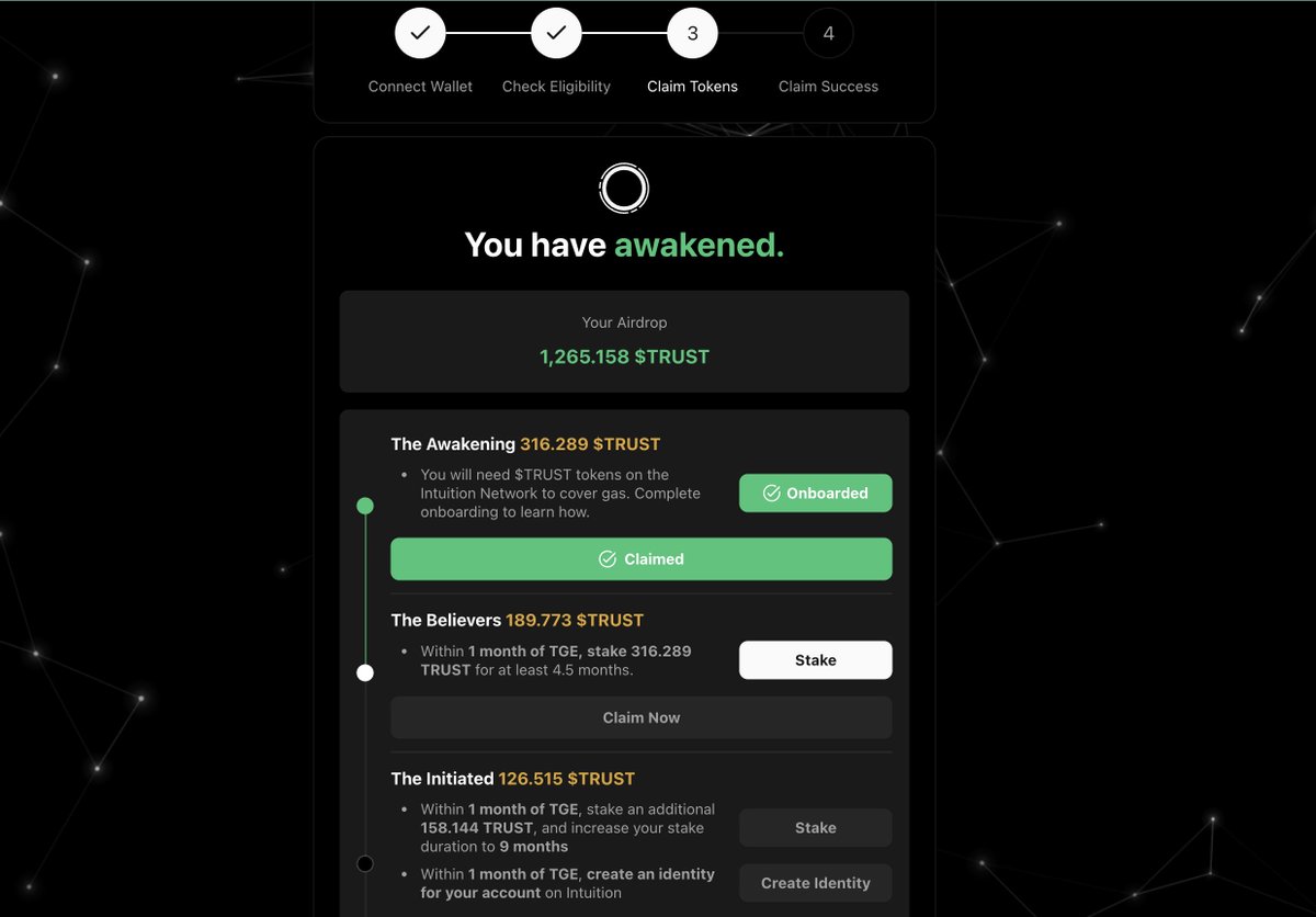 DrBenTapper1's tweet image. ❄️Claiming Your $TRUST Airdrop  
Easy steps:  
--&amp;gt; Bridge to the base chain  
--&amp;gt; Head over to claim your airdrop here: info-intuition.systems/claim  
--&amp;gt; Once you’ve claimed, bridge back and swap on $JUP  

All set ✅  
#BOOST