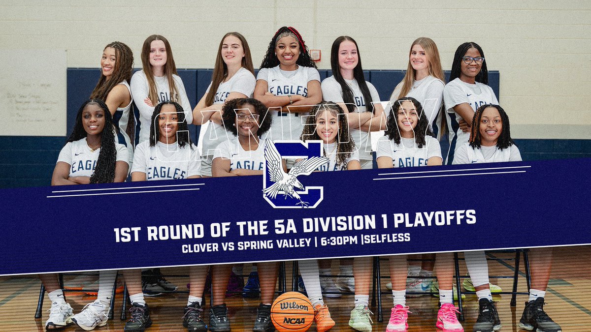 CloverGBBall's tweet image. It’s Playoff Time‼️
1st Round Tonight at 6:30 PM
Come out and pack the gym as your Lady Eagles take on the Vikings from Spring Valley High School! #Selfless #Ubuntu 

Get your tickets here: events.hometownticketing.com/boxoffice/clov…