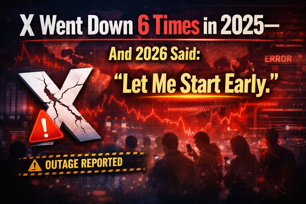 OffSideOfWorld's tweet image. X (Twitter) server outages.

2025: ❌ 6 major outages.

Mar 10–11: Global breakdown.
Mar 30: Users locked out.
May 24: Tens of thousands affected.
Jul &amp;amp; Aug: Repeated disruptions.
Nov 18: Global outage (infra issue).

👉 And 2026 already started with another outage today.