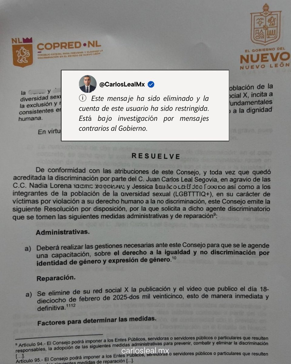 CarlosLeal's tweet photo. Quieren callarme por opinar.
Hoy soy un ciudadano perseguido por ejercer mi libertad de expresión.

No me van a intimidar ni a censurar.
Seguiré defendiendo la vida, la familia y las libertades fundamentales. https://t.co/h2J2np3cz8