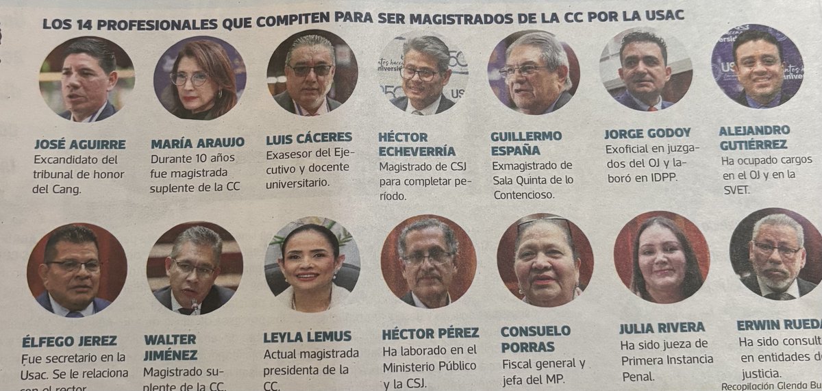 NineMontenegro's tweet photo. Hoy es la elección de magistrados a la CC de la Usac , estos son los candidatos/ as . https://t.co/cX1GVVdnFt