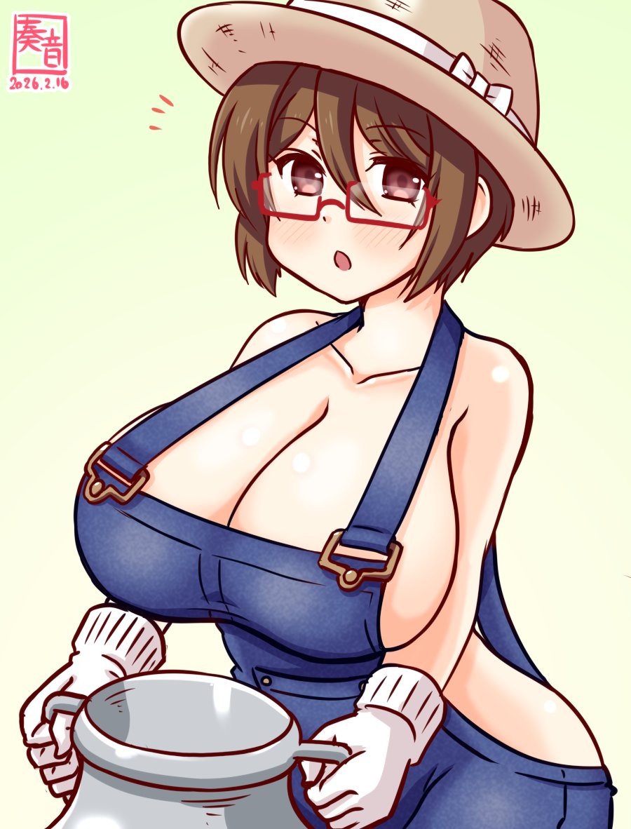 「え? 牛の乳しぼり体験ですか?
 はい、それはあちらの小屋で…」

#艦これ版真剣お絵描き60分一本勝負_20260216
#名取 