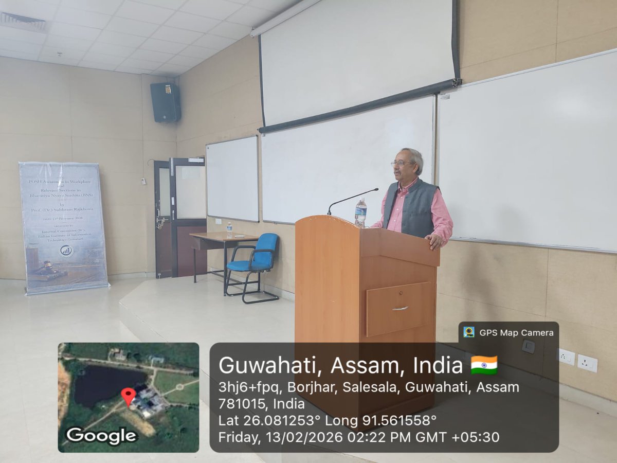 IIITGhy's tweet photo. The Internal Committee (IC) of @IIITGhy organised an awareness session on Prevention of Sexual Harassment at Workplace ACT and its relevant sections in the Bharatiya Nyaya Sanhita on 13th February 2026 for the faculties, regular &amp; outsourced staffs, and domestic workers. #POSH https://t.co/IEue9AijMU