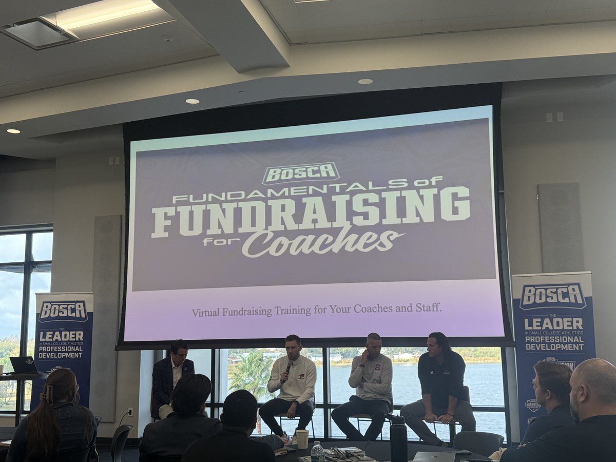 smallcollegeath's tweet photo. Off and running on #BOSCAFlorida Opening session is a coaches panel focused on what coaches need from their sport administrators. https://t.co/WO23g6gMJc