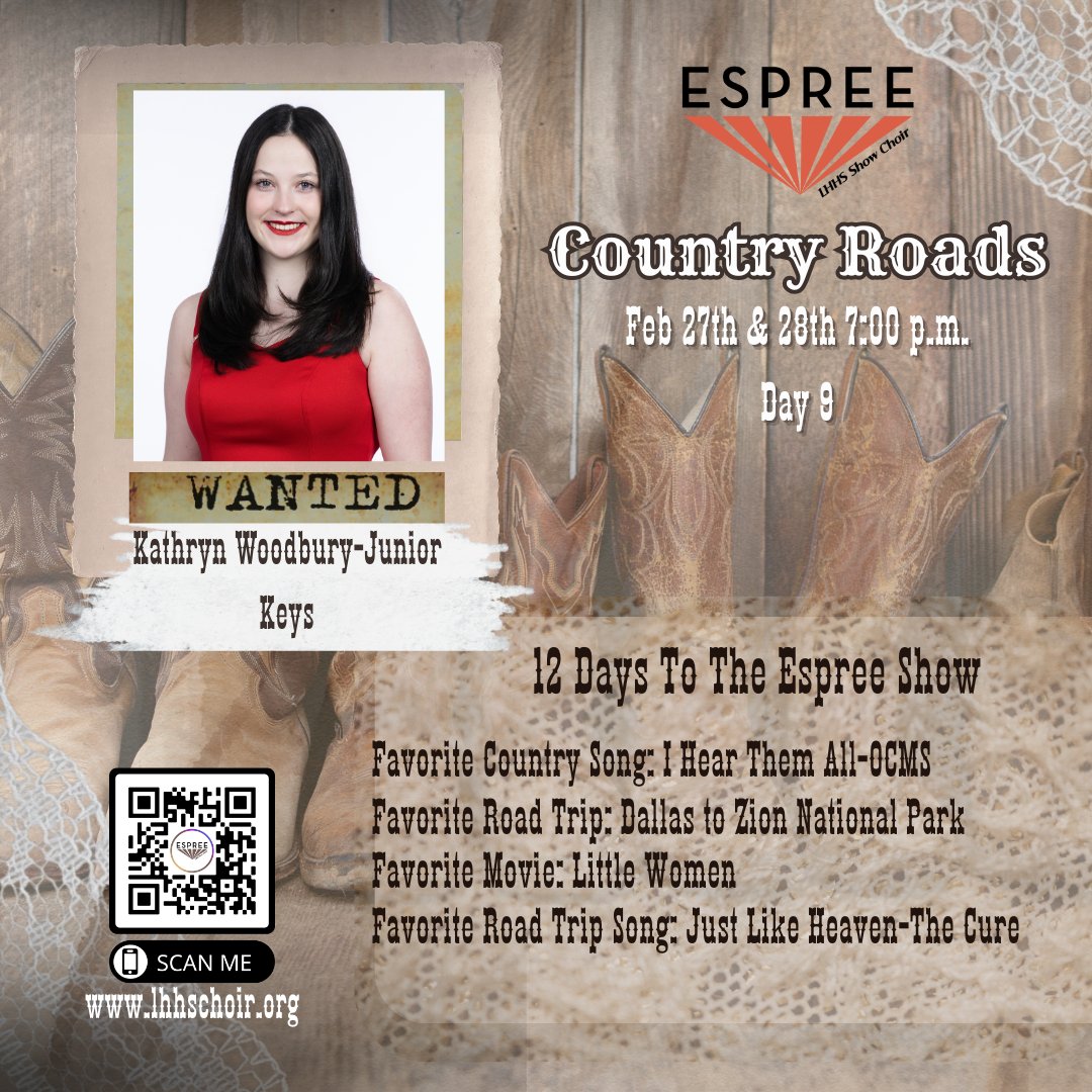 Today we meet Kathryn Woodbury! 
12 days until The Espree Country Roads Show.