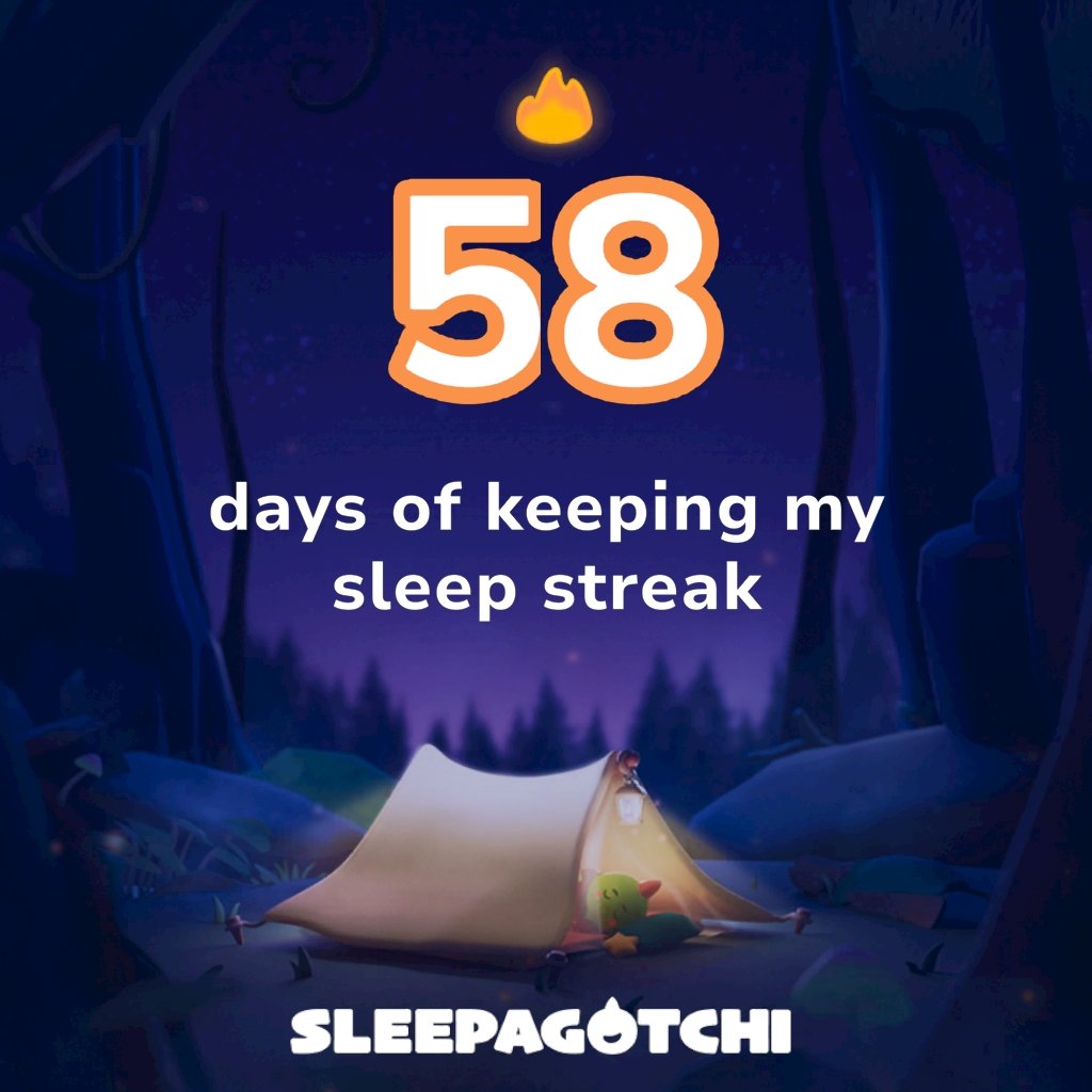 Got a sleep streak and vSLEEP!
Join me on Sleepagotchi.
sleepagotchi.com