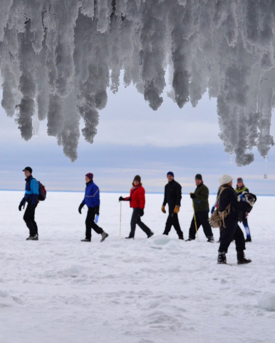 Ice Caves Update: OPEN ❄️ (2/16/26)

The mainland ice caves at Apostle Islands National Lakeshore are open beginning at 8:30 am today.

Plan for a 2+ mile round-trip hike on lake ice. No on-site parking at Meyers Beach — shuttle required.

Trip planning details + updates: