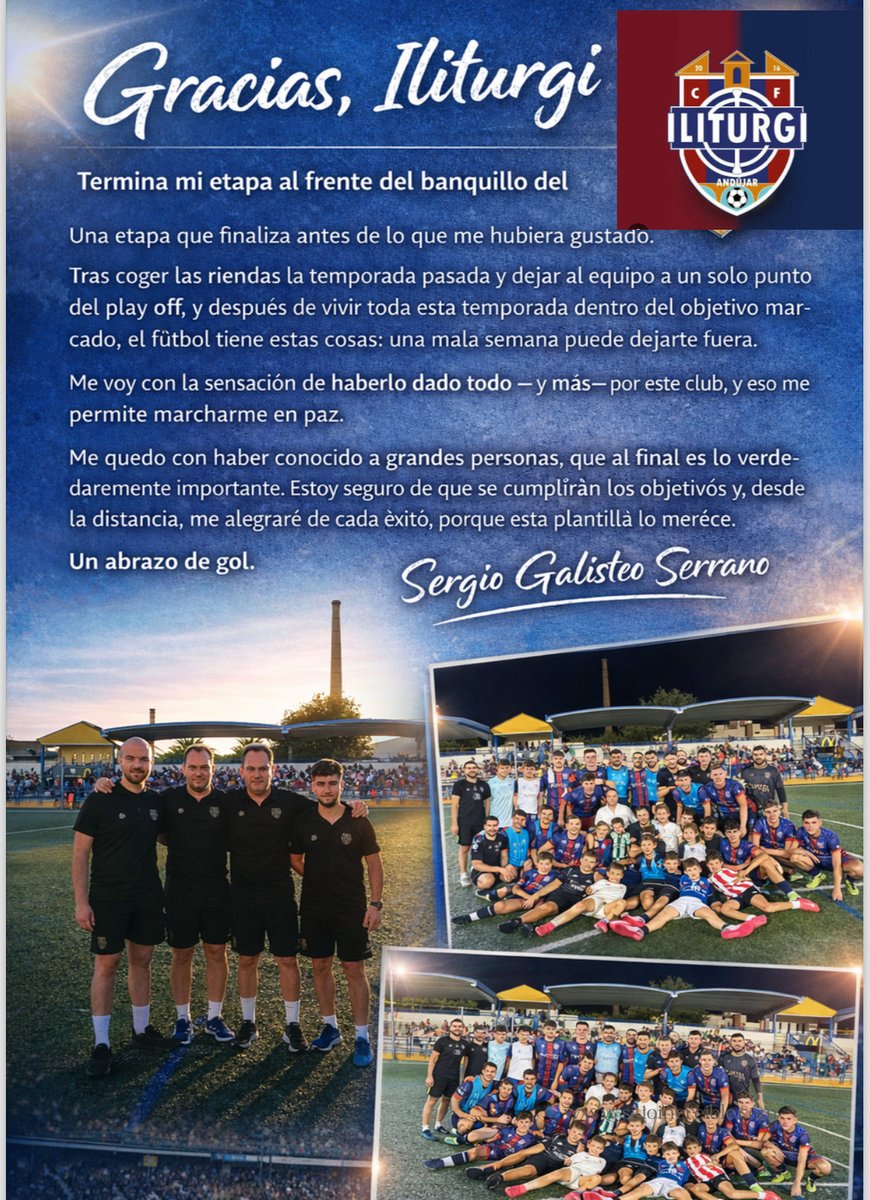 Termina mi etapa al frente del banquillo del Iliturgi.