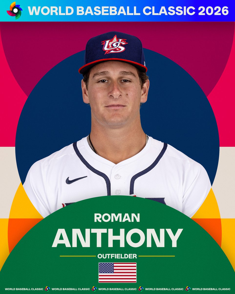 Roman Anthony will rock the red, white and blue for the #WorldBaseballClassic 🇺🇸
Anthony replaces Corbin Carroll on the Team USA roster.