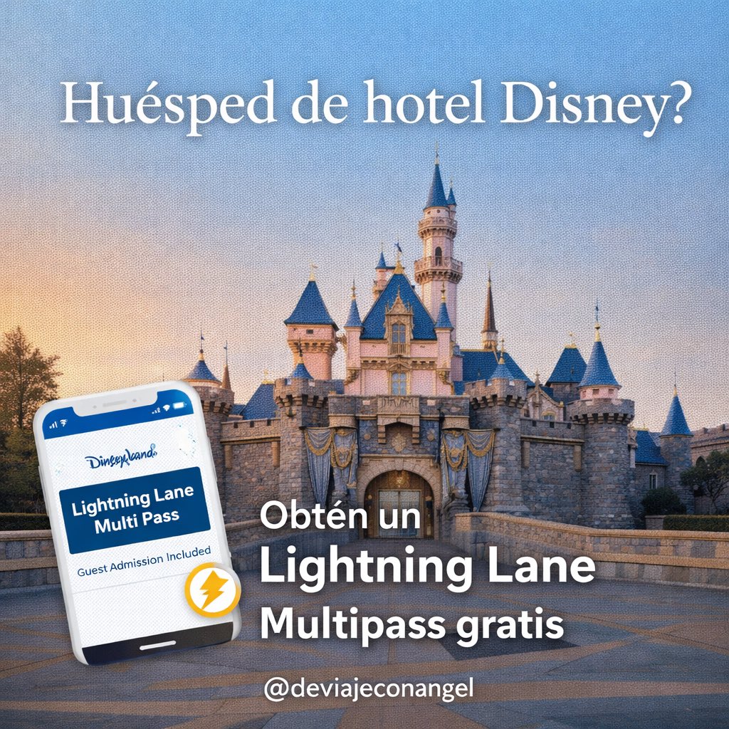 deviajeconangel's tweet photo. 🏰✨ Si te hospedas en hoteles oficiales de Disneyland Resort (California), recibes un Lightning Lane Multi Pass incluido por persona 🎢⚡

Te permite reservar atracciones con menor tiempo de espera y aprovechar mejor el día ✈️

A veces el hotel sí hace la diferencia 😉 https://t.co/9hhuB5iLsQ