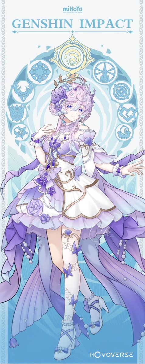 #GenshinImpact #Shiyi

◆ Name: Shiyi  
◆ Title: Eternal Moon's Luminous Hymn
◆ Nymph of the Opalescent Shoals  
◆ Vision(?): Hydro  
◆ Constellation: Nereida