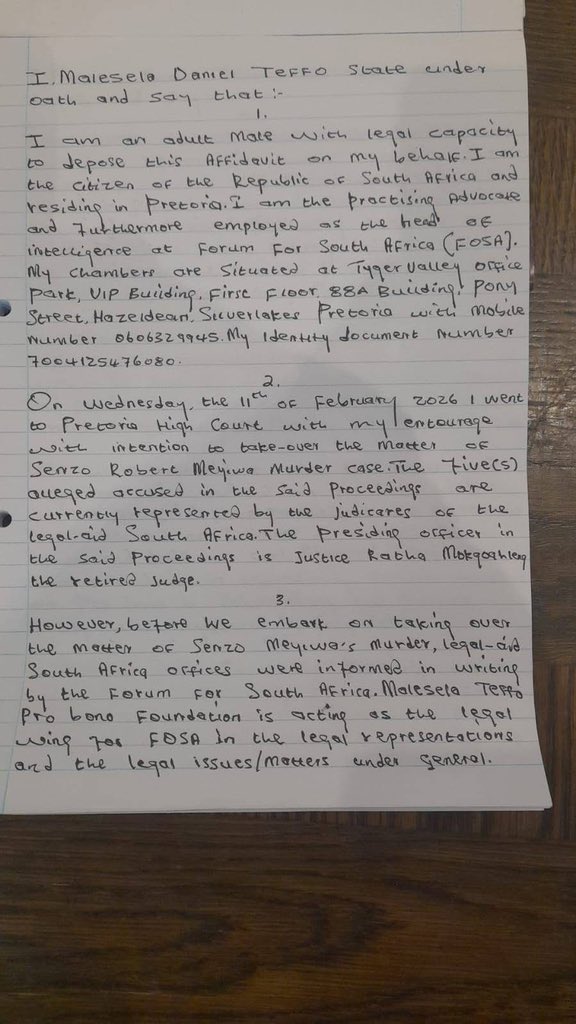 The criminal case docket of bribery and corruption to the value of R35 million has been registered at Boschkop Police Station Case Number: CAS 130/02/2026 against Judge Ratha Mokgoahleng, North Gauteng Acting Judge President Aubrey Ledwaba &amp; Deputy Chief Justice Dunstan Mlambo.