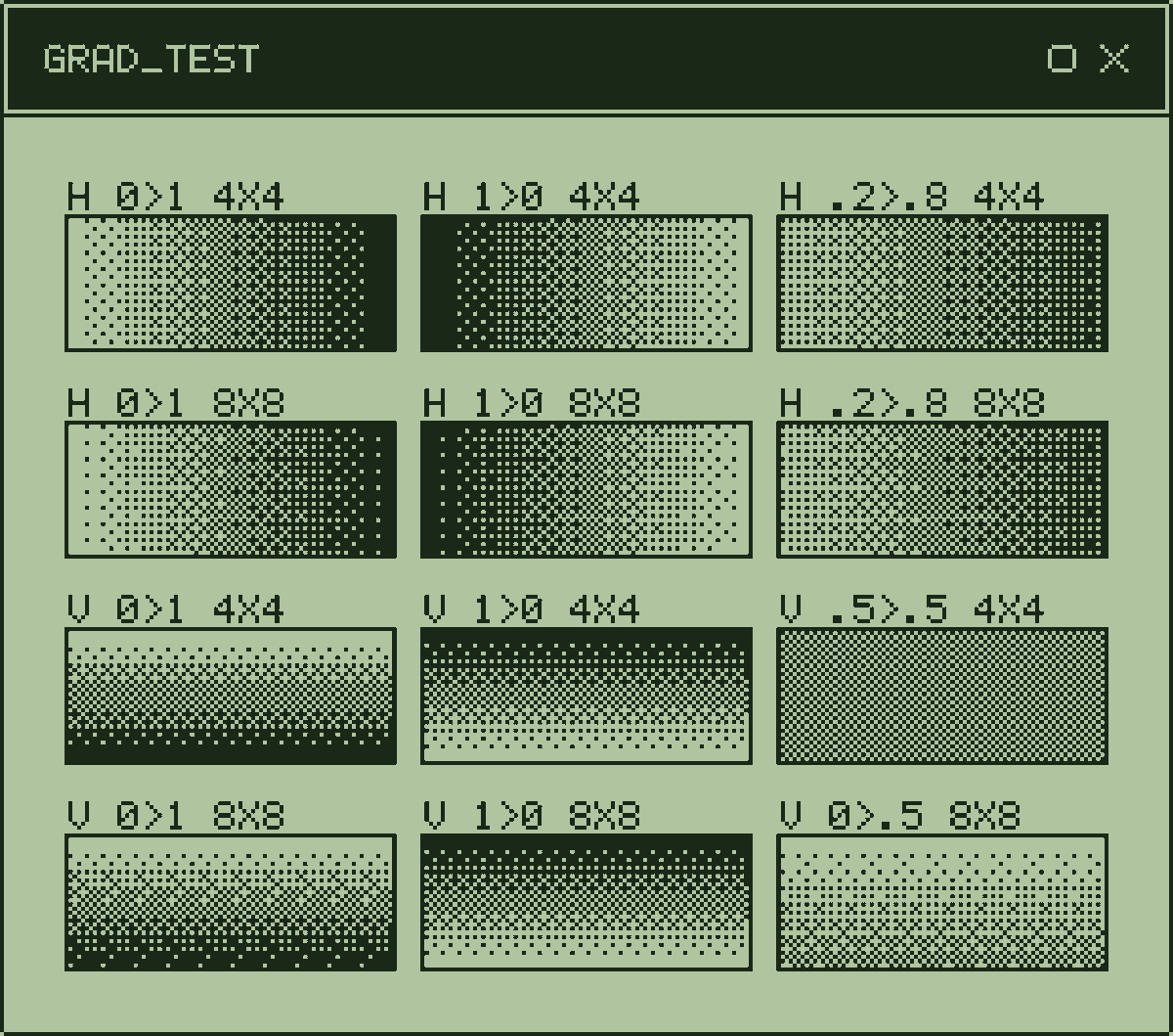 1-bit gradients.
4×4 vs 8×8 Bayer dithering.
#retrocomputing #1bit