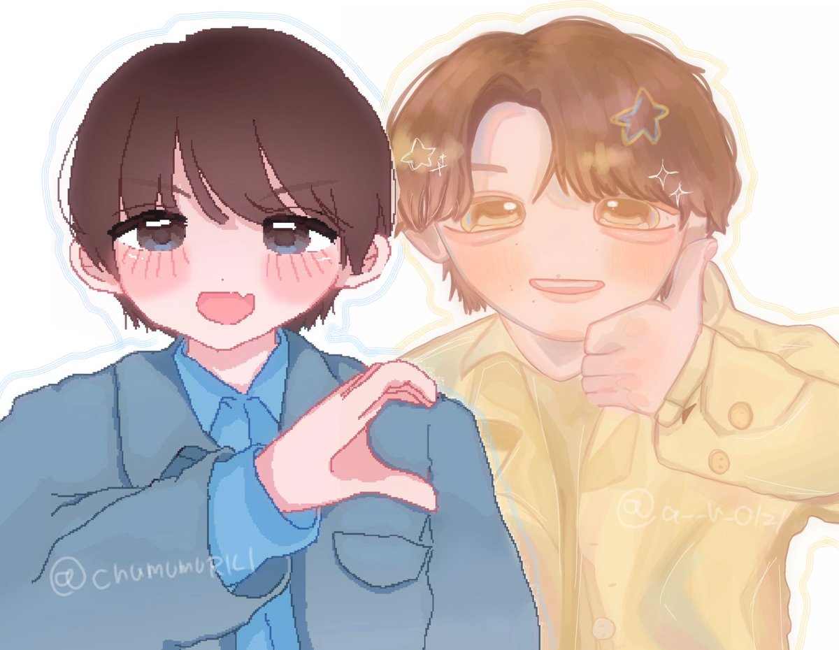 塩レ合作！🩵 <a href="/chumumuRILI/">ｻｸﾗ</a>
やってくれてありがとうかわいい╥⁠ ╥⁠♡💛
#みるきーずお絵描き部