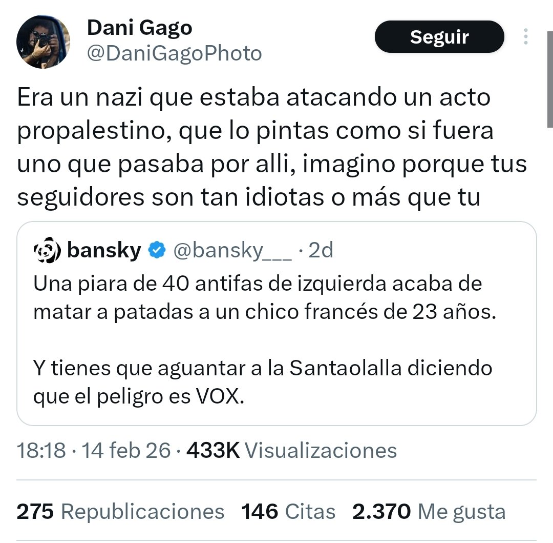 Si la izquierda tiene derecho a matar a quienes la líen en los eventos de izquierda, los de derechas tienen derecho a matar a los de izquierda que hacen piquetes o asaltan los stands de vox?