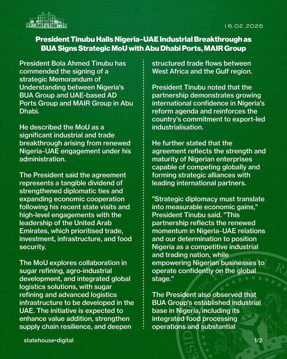 Presidency Nigeria tweet media
