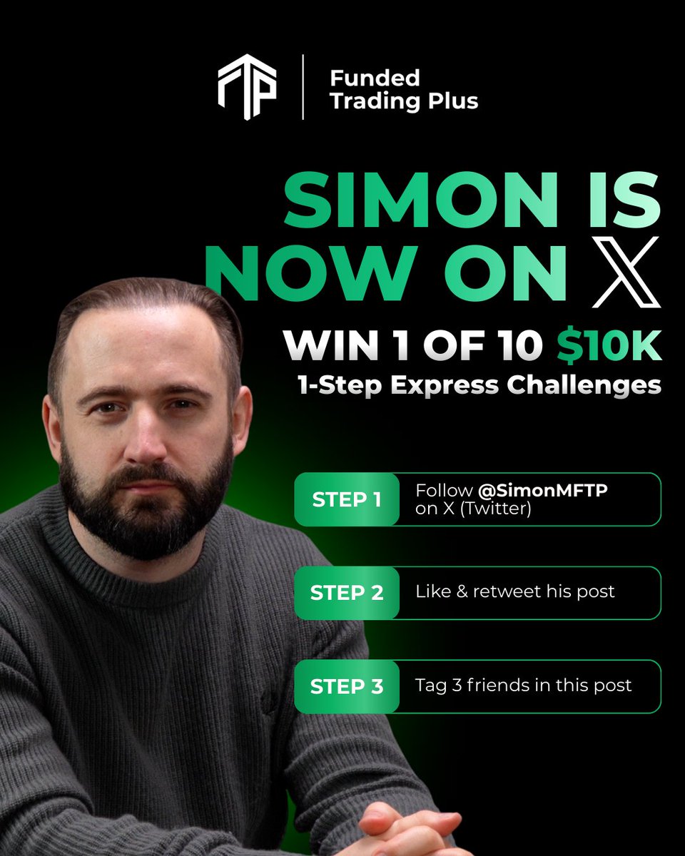 Big announcement: Our CEO Simon is now on X 🎉

After countless requests from traders, Simon has finally created his account to share insights from FT+, thoughts on the prop trading industry, and real conversations with the community.

To celebrate, we're giving away 10 x $10,000