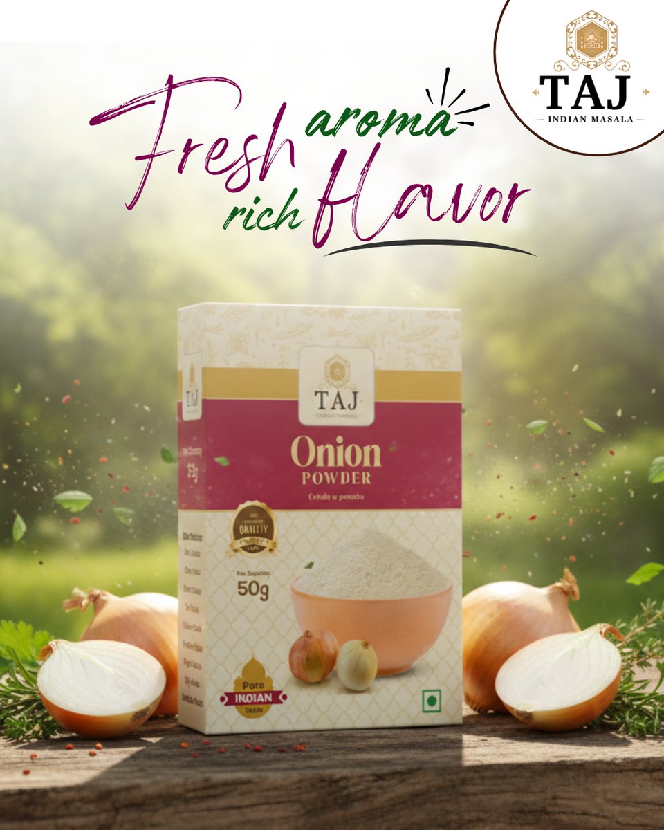 tajindiangroup1's tweet photo. Flavor That Speaks Freshness ✨🧅
Premium onion powder delivers rich aroma, bold taste, and authentic kitchen magic.🧅
#OnionPowder #KitchenEssentials #SpiceUpYourLife #AuthenticFlavors #tajmasala #Powder #Onion #CookingMagic #FreshAroma #DesiKitchen #FlavorBoost #Masala https://t.co/SLsWrkdh0J